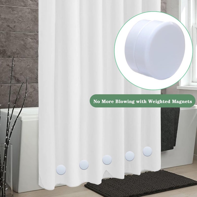 Elmatory 3 Sets Shower Curtain Weights Bottom, Magnetic Heavy Duty Weights Premium Shower Curtain Liner Clips Added Weight, Work for Drapery, Tablecloth, Stop Shower Curtain Blowing in, White Weights - Image 2